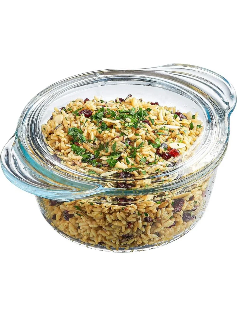 Clear Glass Casserole Dish with Lid & Handles - 1.75 Quart Oven, Microwave Safe